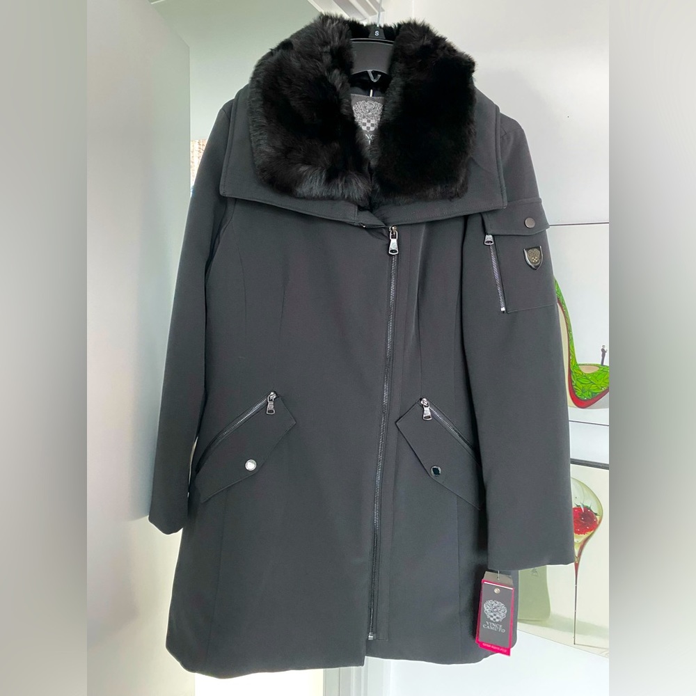 NWT Vince Camuto Down Blend Faux Fur Trimmed Parka